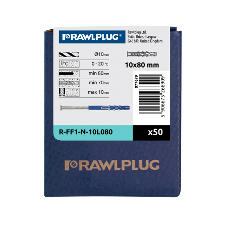 FF1 KOŁEK RAMOWY POLIAMIDOWY 10X80 MM Z LEJKIEM, Z WKRĘTEM KRZYŻOWYM