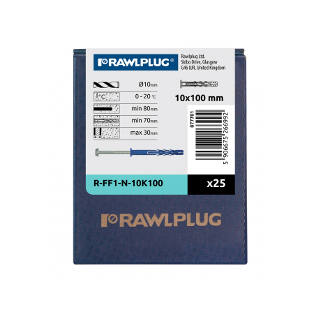 FF1 KOŁEK RAMOWY POLIAMIDOWY 10X100 MM Z KOŁNIERZEM, Z WKRĘTEM Z ŁBEM SZEŚCIOKĄTNYM OP. 25 SZT