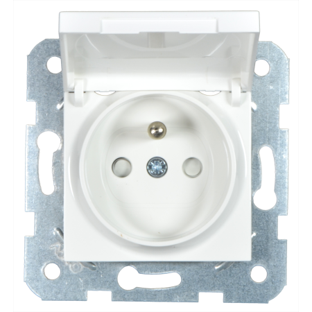 KARRE MODUŁ BIAŁY GNIAZDO 1X Z/U Z KLAPKĄ IP44 ZACISKI SPRĘŻYNOWE 16A 250V