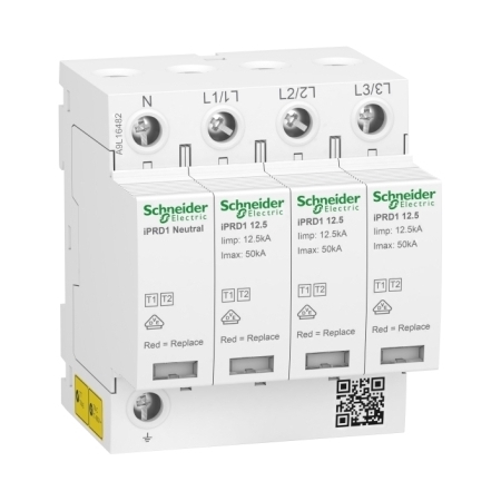 Schneider Electric Ogranicznik przepięć iPRD1 12.5R-T12-3N 3+1-biegunowy Typ1+Typ2 12,5 kA ze stykiem, A9L16482