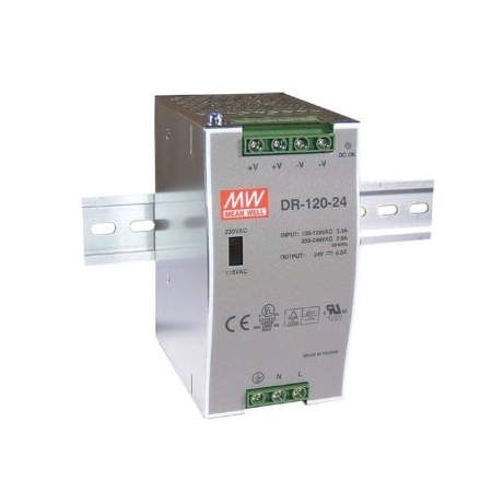 EDR ZASILACZ NA SZYNĘ DIN 120W 5.0A 90-264V AC - 124-370V DC / 24V DC