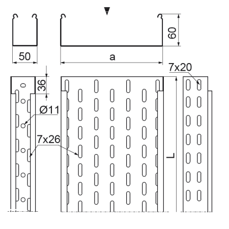 KCL300H60/3 N KORYTKO KABLOWE 300H60 3M 0.7MM