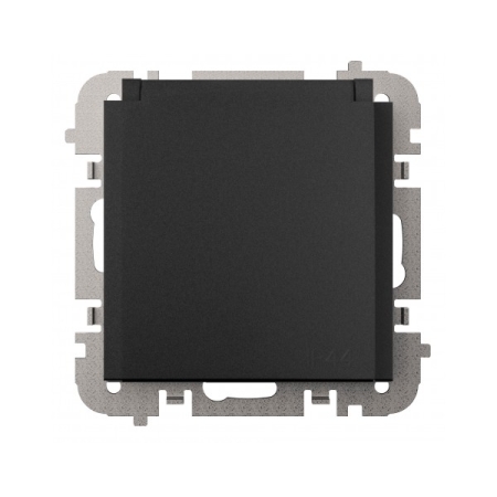 VESTRA MODUŁ CZARNY GNIAZDO 2P+Z Z KLAPKĄ IP44 ZACISKI ŚRUBOWE 16A 250V