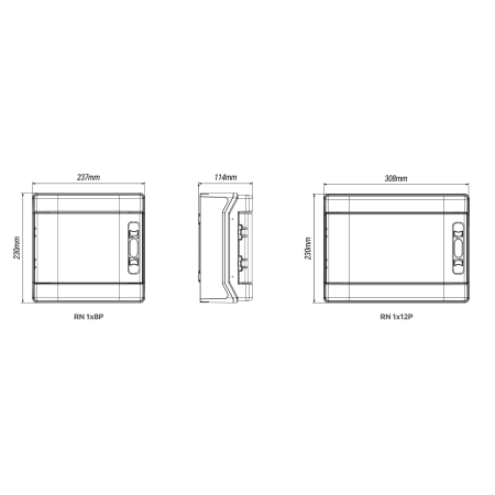 ROZDZIELNIA NATYNKOWA RN 1X8P 400V AC 1500V DC KL. II N+PE TH35 IP65 IK07 DRZWICZKI DWUSTRONNE