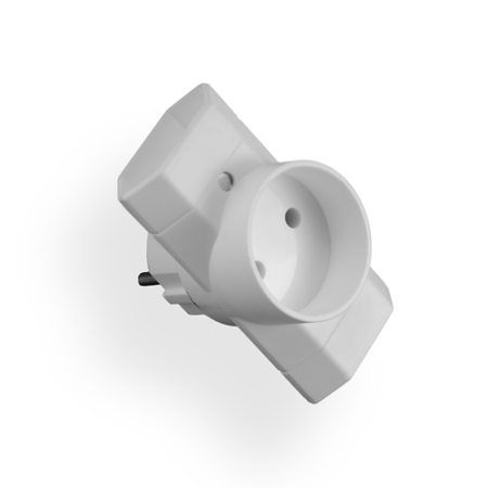 R-12 ROZGAŁĘŹNIK 1X B/U OKRĄGŁY 2X B/U PŁASKI 16A BIAŁY