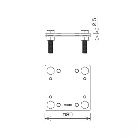 AN-03C/OG/ ZŁĄCZE KRZYŻOWE 2 PŁYTKI - 4X M8 B DO 50MM OCYNKOWANE OGNIOWO