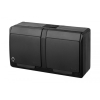 HERMES CZARNY GNIAZDO NT 2X Z/U Z KLAPKĄ IP44 2X2P+Z ZACISKI ŚRUBOWE 16A 250V