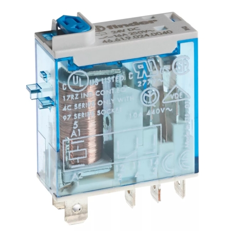 F46-61-9-024-0040 PRZEKAŹNIK PRZEMYSŁOWY 16A 1P 24V DC DO GNIAZD+WSKAŹNIK MECH, PRZYCISK TEST