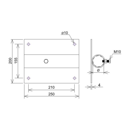 AN-203/OG/ PODSTAWA OBROTOWA WYSIĘGNIKA LAMPOWEGO NA ŚCIANĘ FI45-50MM OCYNKOWANE OGNIOWO