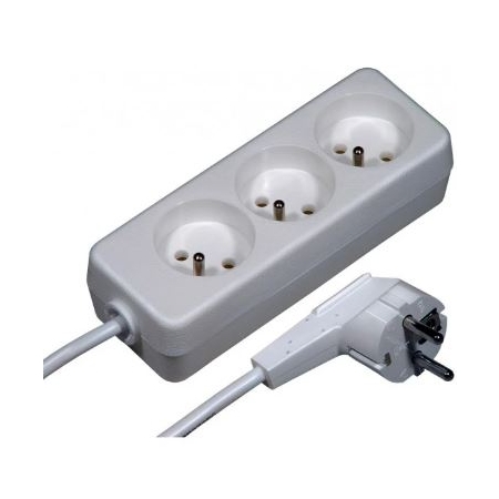 PRZEDŁUŻACZ LISTWOWY 3X Z/U OKRĄGŁY WTYCZKA KĄTOWA 1.5M (H05VV-F 3X1.0) BIAŁY