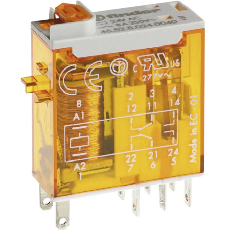 F46-52-8-048-0054 PRZEKAŹNIK MINIATUROWY 8A 2P 48V AC DO GNIAZD+WSKAŹNIK MECH, PRZYCISK TEST, LED