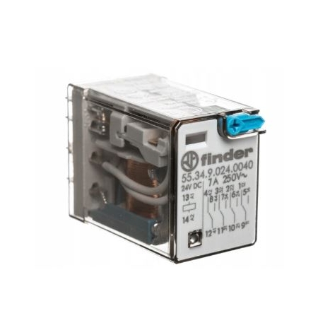 F55-34-9-024-0040 PRZEKAŹNIK PRZEMYSŁOWY 7A 4P 24V DC DO GNIAZD+WSKAŹNIK MECH, PRZYCISK TEST