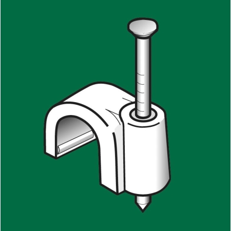 FLOP- 7/100 UCHWYT KABLOWY Z GWOŹDZIEM OKRĄGŁY BIAŁY (YDY 2X1.5