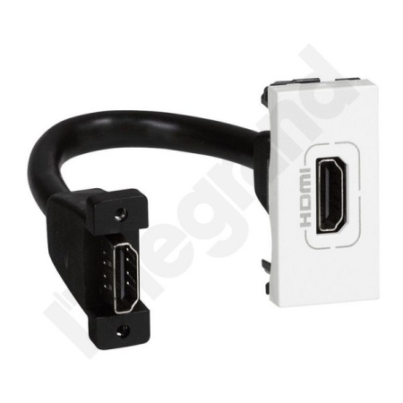 M45 BIAŁY GNIAZDO 1M HDMI 1.4 TYP A Z PRZEWODEM PODŁĄCZENIOWYM