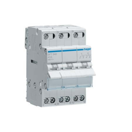 SFT340 PRZEŁĄCZNIK ZASILANIA 40A 3P I-0-II SIEĆ- AGREGAT 3M 400V AC PRZYŁĄCZE GÓRNE