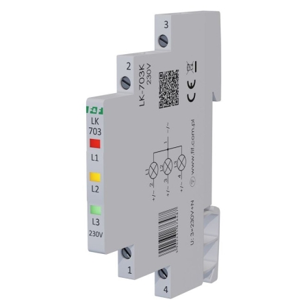 LK-703K LAMPKA SYGNALIZACYJNA MODUŁOWA 3X LED 0.3M 230V CZERWONY/ ŻÓŁTY/ ZIELONY