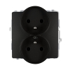 DECO MODUŁ CZARNY MAT GNIAZDO 2X Z/U Z PRZESŁONAMI ZACISKI ŚRUBOWE 16A 250V