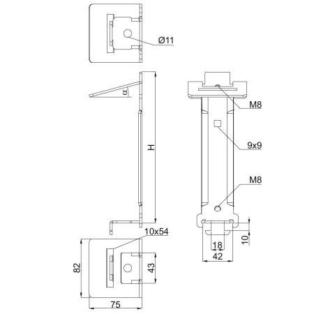 UPG15MC UCHWYT GÓRNY GWINTOWANY
