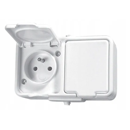 Schneider Electric Cedar, gniazdo podwójne 2P+PE, IP44, biały, NT230H01