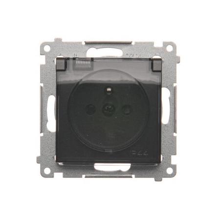 SIMON 54 MODUŁ ANTRACYT GNIAZDO 1X Z/U Z PRZESŁONAMI Z KLAPKĄ DYMNĄ IP44 ZACISKI ŚRUBOWE 16A 250V