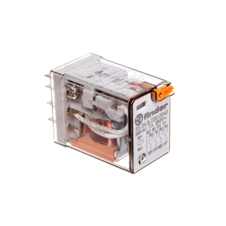 F55-34-8-230-0040 PRZEKAŹNIK PRZEMYSŁOWY 7A 4P 230V AC DO GNIAZD+WSKAŹNIK MECH, PRZYCISK TEST