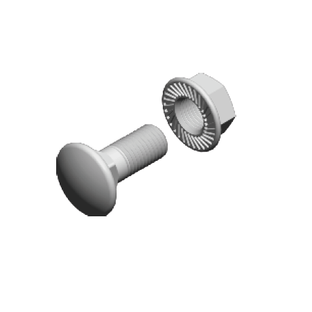 SGK-F M 8X20 ŚRUBA Z ŁBEM GRZYBKOWYM + NAKRĘTKA KOŁNIERZOWA ZĄBKOWANA OCYNK ZANURZENIOWY STD