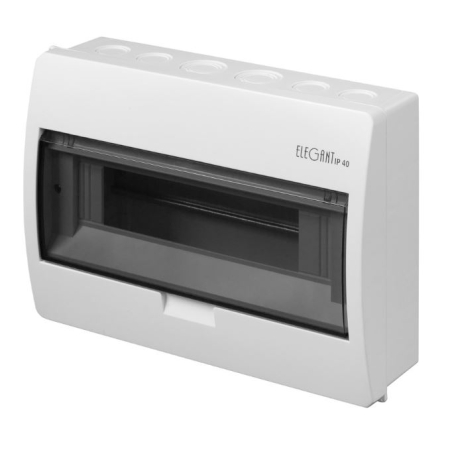 ELEGANT ROZDZIELNIA PLASTIKOWA NT 12M 1X 12M N+PE IP40 212X303X98 DRZWI DYMNE BIAŁY  0665-00