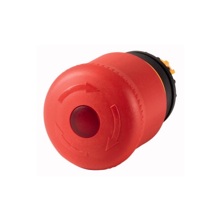M22-PVLT NAPĘD PRZYCISKU GRZYBKOWEGO PODŚWIETLANEGO Z ZATRZASKIEM PRZEZ OBRÓT FI38 CZERWONY IP67