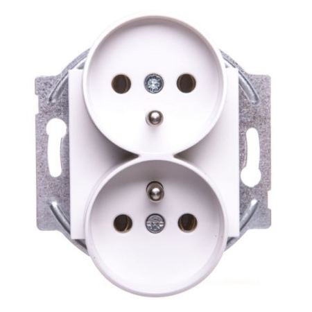 KARRE MODUŁ BIAŁY GNIAZDO 2X Z/U BEZ RAMKI ZACISKI ŚRUBOWE 16A 250V