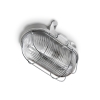 OVAL BD SZARY OPRAWA KANAŁOWA 1X 100W E27 IP54 OSŁONA DRUCIANA SZKŁO BAKIELIT