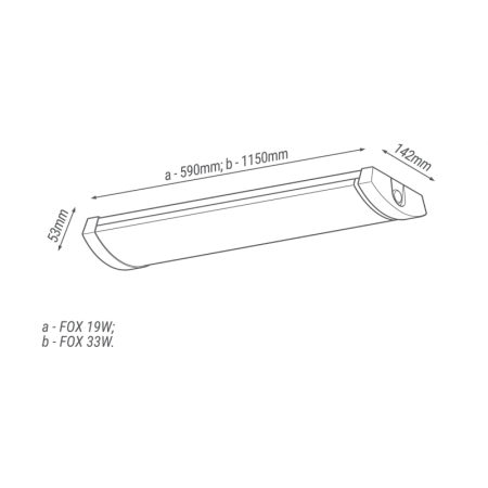 FOX BIAŁY OPRAWA LINIOWA KLOSZOWA LED 33W 840 NW 4000K 4600LM 1150MM IP30 PC/ STAL