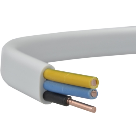 YDYP 3X 2.5 ŻO BIAŁY PRZEWÓD INSTALACYJNY PŁASKI DRUT 450/750V KL.1