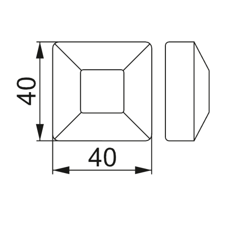 NOPAL40X40CZ NAKŁADKA OCHRONNA NA PROFIL ALUMINIOWY ZAŚLEPKA SZYNY CZARNA