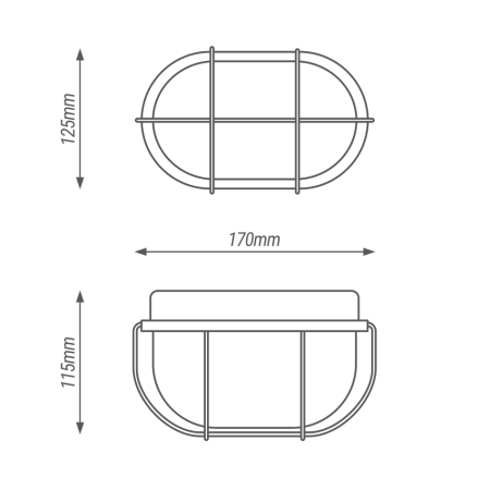 OD-PC SZARY OPRAWA KANAŁOWA 1X E27/ 25W IP44 IK10 PC/ OSŁONA DRUCIANA