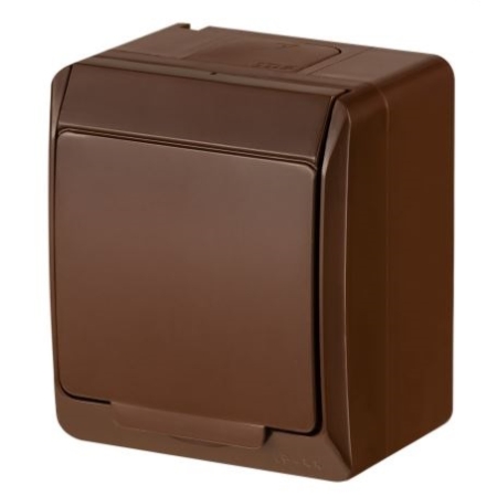 HERMES BRĄZ GNIAZDO NT 1X Z/U Z KLAPKĄ IP44 ZACISKI ŚRUBOWE 16A 250V