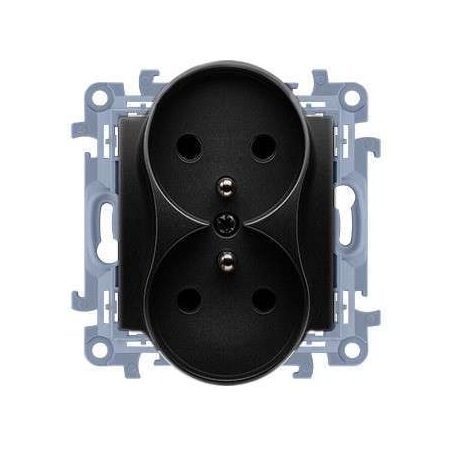 SIMON 10 MODUŁ CZARNY MAT GNIAZDO 2X Z/U ZACISKI ŚRUBOWE 16A 250V