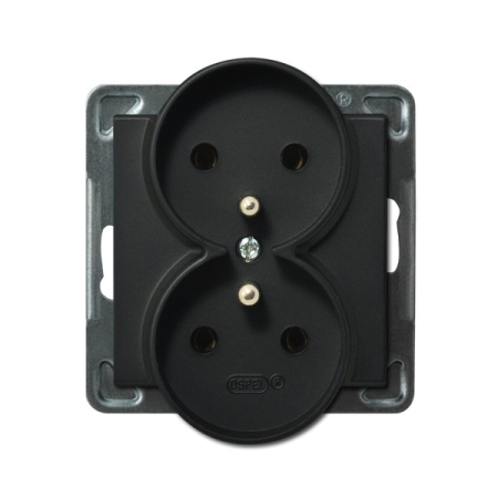 SONATA MODUŁ CZARNY MAT GNIAZDO 2X Z/U ZACISKI ŚRUBOWE 16A 250V