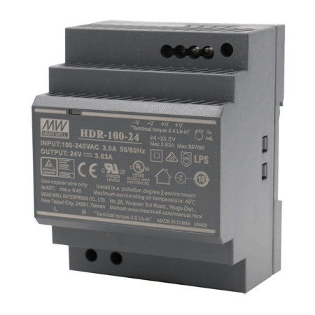 HDR ZASILACZ NA SZYNĘ DIN  92W 3.83A 85-264V AC - 120-370V DC / 24V DC 4M