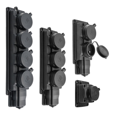 GNIAZDO PRZENOŚNE 1F GUMOWE 3X IP44 CZARNY