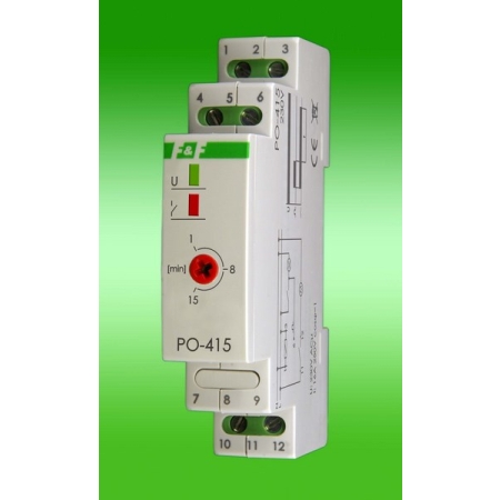 PO-415 PRZEKAŹNIK CZASOWY 10A 1P 1-15MIN 1M 230V AC OPÓŹNIONE ODPADANIE