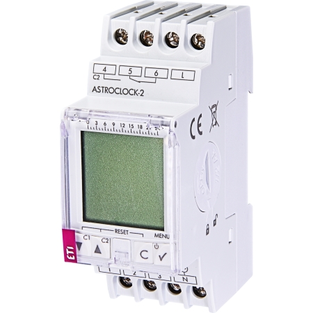 ASTROCLOCK-2 ZEGAR STERUJĄCY 2-KANAŁOWY ASTRONOMICZNY 16A 2M 230V AC EVE