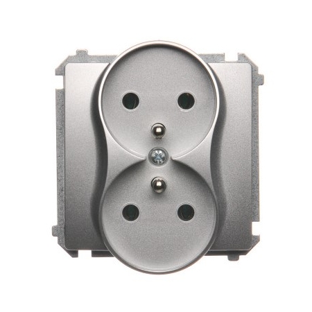 SIMON BASIC MODUŁ SREBRNY MAT GNIAZDO 2X Z/U ZACISKI ŚRUBOWE 16A 250V