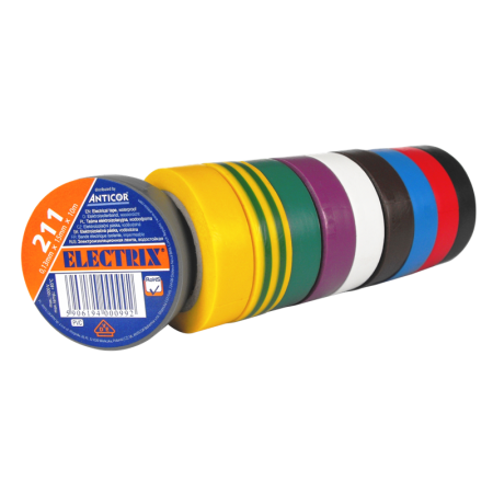 211P 15X10 TAŚMA IZOLACYJNA 15MM 10M PVC MIX MULTIKOLOR