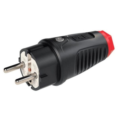 WTYCZKA PRZENOŚNA 1F Z/U 230V IP54 GUMOWA UNI-SCHUKO CZARNY PIERŚCIEŃ CZERWONY TAURUS2