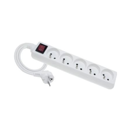 EPS-501.5W PRZEDŁUŻACZ LISTWOWY 5X Z/U OKRĄGŁY WTYCZKA KĄTOWA 1.5M (H05VV-F 3X1.0) BIAŁY + WYŁĄCZNIK