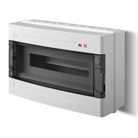 EP-LUX PLUS ROZDZIELNIA PLASTIKOWA NT 18M 1X 18M N+PE IP65 IK07 410X262X150 DRZWI DYMNE SZARY