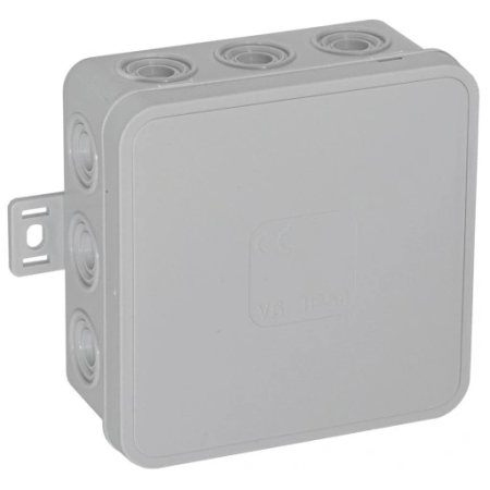 V6 PUSZKA INSTALACYJNA NT 85X85X41 IP54 IK07 PUSTA 12-WLOTOWA Z OSŁABIENIAMI KLIK POPIEL