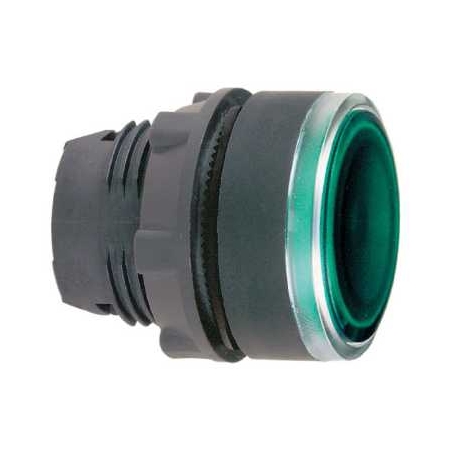 Schneider Electric Harmony XB5 Główka przycisku płaskiego z samoczynnym powrotem, LED, zielona plastikowa, ZB5AW333