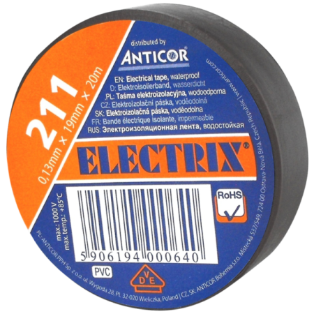 211P 19X20 TAŚMA IZOLACYJNA 19MM 20M PVC BRĄZOWY