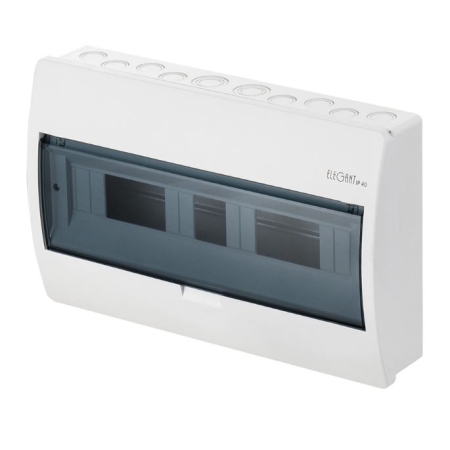 ELEGANT ROZDZIELNIA PLASTIKOWA NT 18M 1X 18M N+PE IP40 260X406X98 DRZWI DYMNE BIAŁY  0667-00